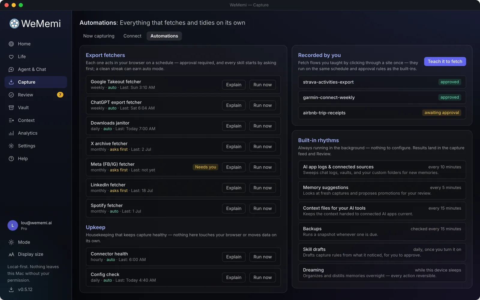 The WeMemi Automations tab
