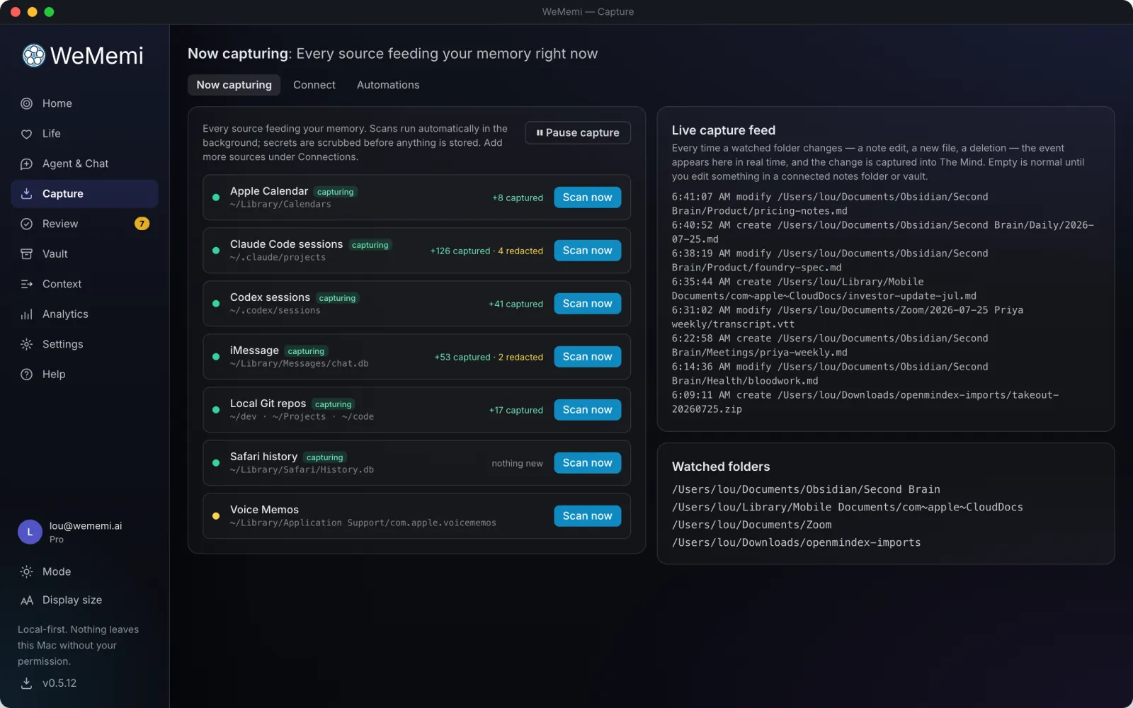 The WeMemi Capture page