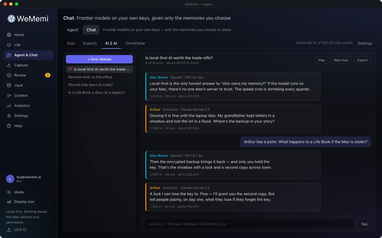 Chat in AI 2 AI mode