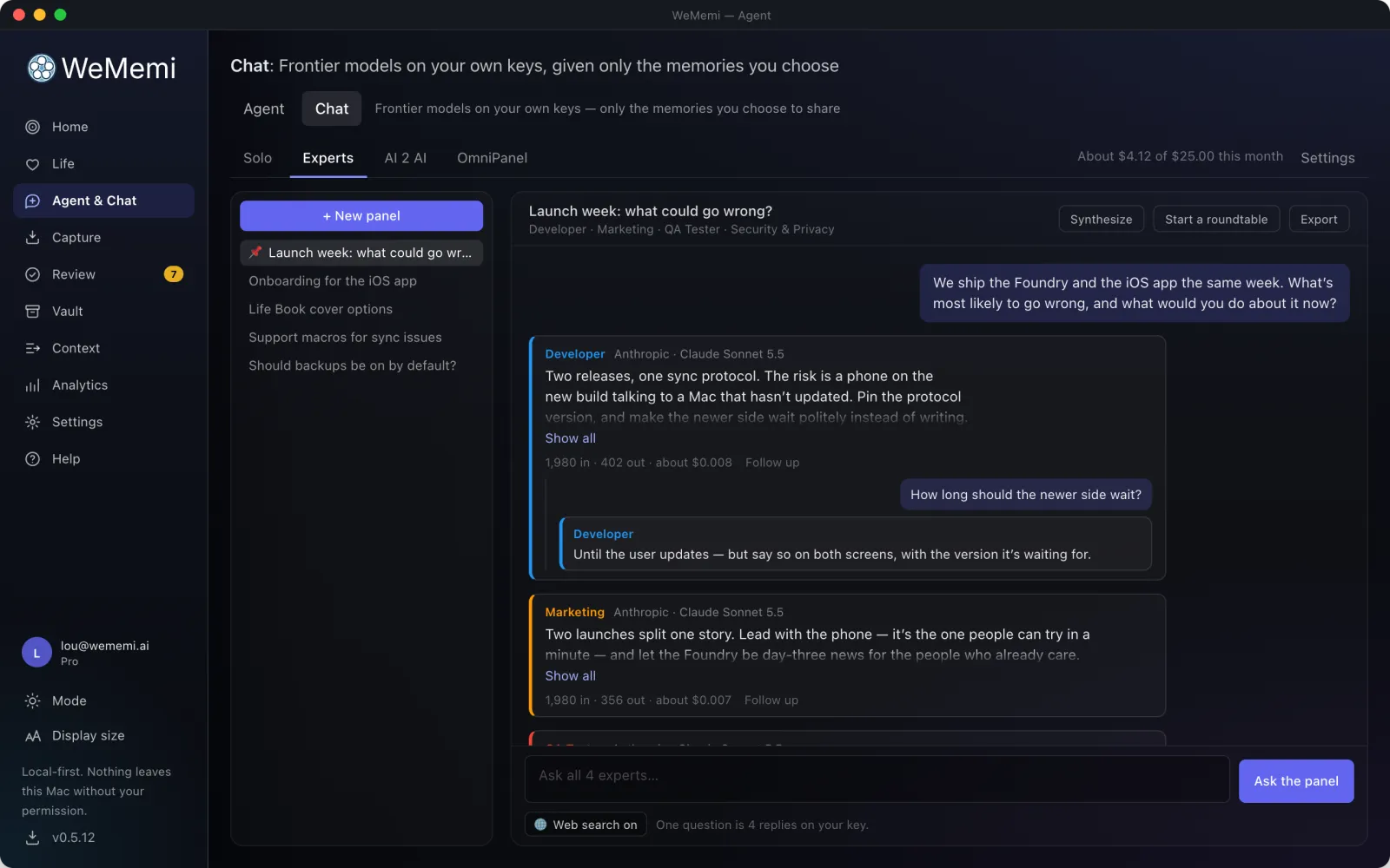 Chat in Experts mode