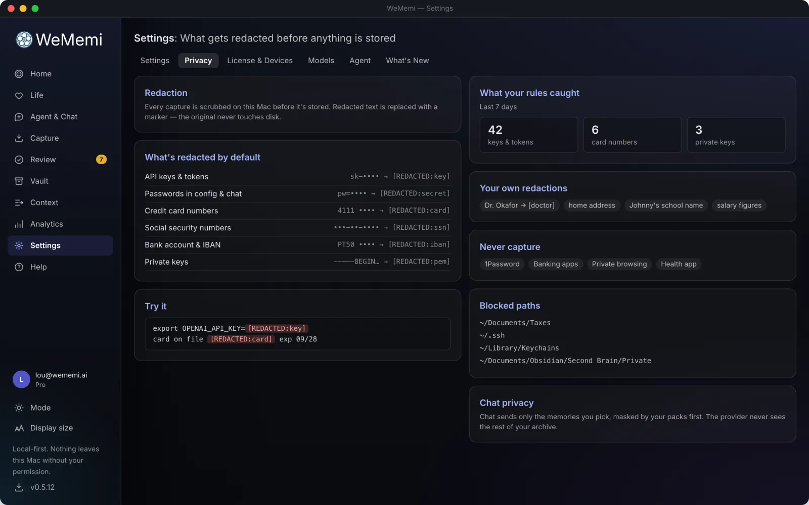 Privacy settings